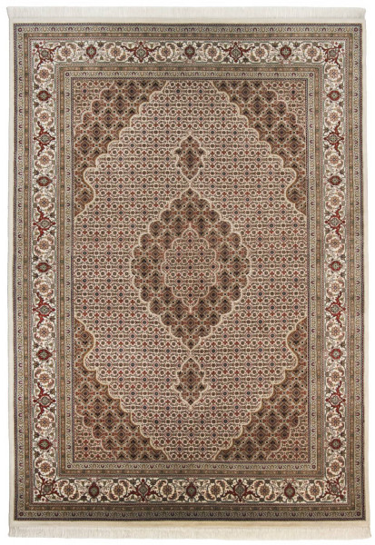 Orientteppich - Sirsa Silk - Mahi Tabriz - handgeknüpft aus Schurwolle und Seide mit Fransen