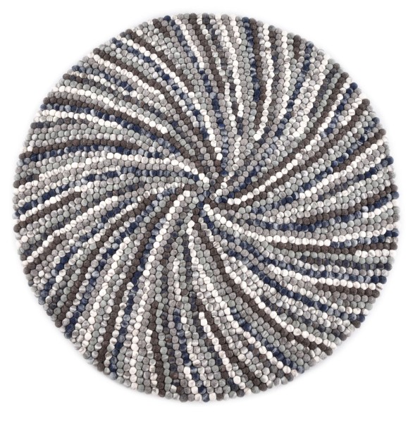 Handgearbeiteter Filzkugelteppich aus Schurwolle - 100cm rund