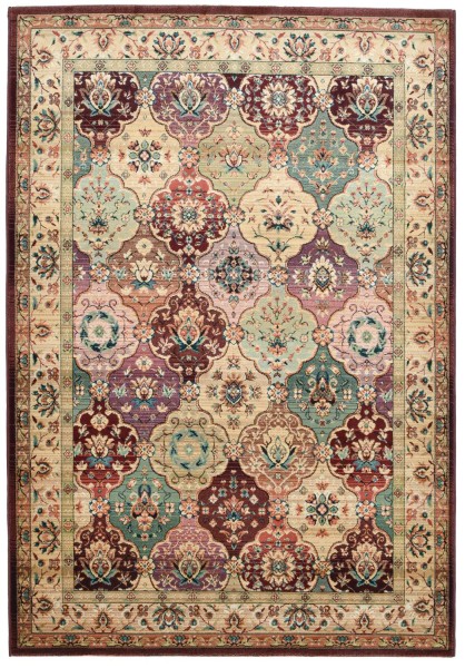 Kurzflorteppich Gabiro 208 - klassischer Wohnteppich mit Farbverlauf in warmen Farben