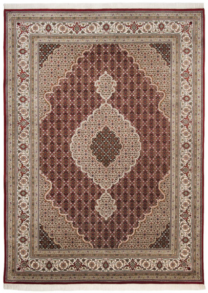 Orientteppich - Sirsa Silk - Mahi Tabriz - handgeknüpft aus Schurwolle und Seide mit Fransen
